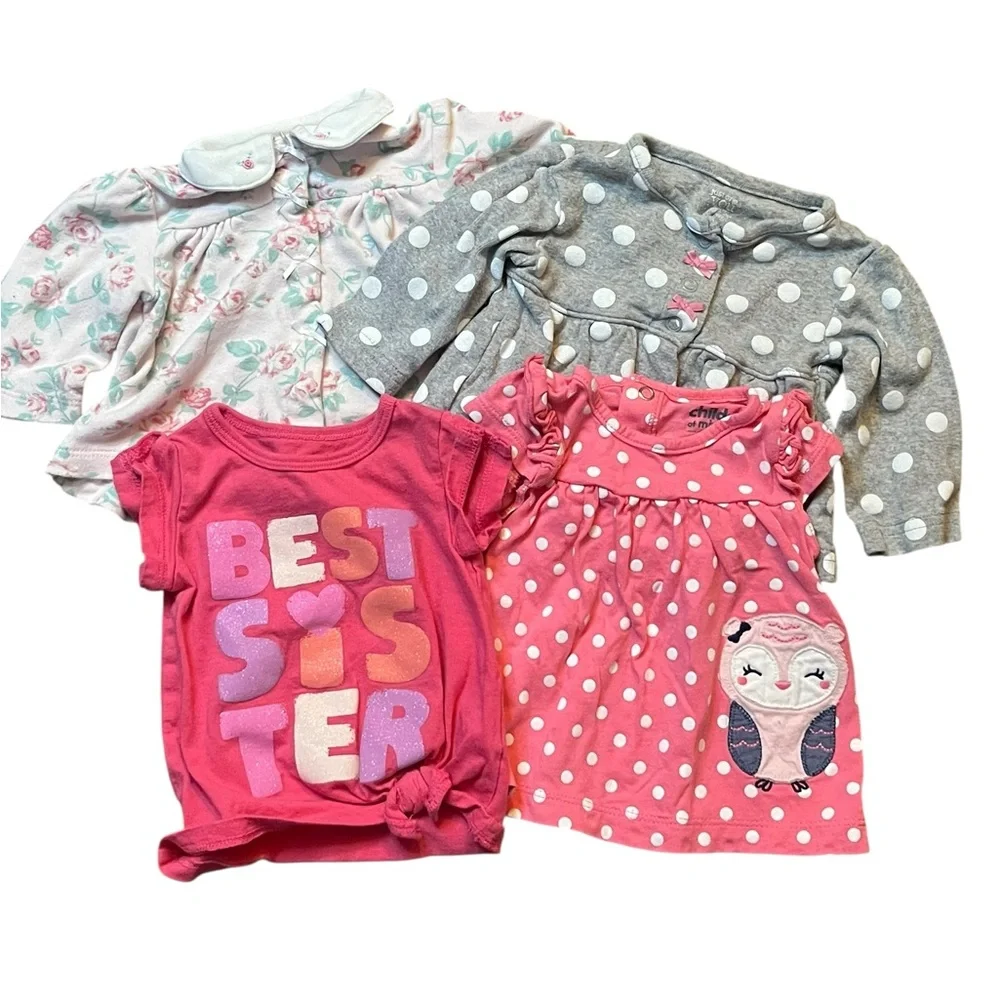 Eleven-Piece Baby Girl Bundle 0-3 Months Cute Clothes 3 1-Piece 4 Tops 3 Legging